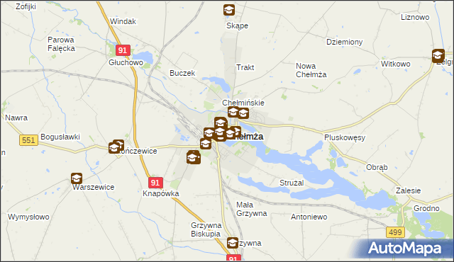 mapa Chełmża, Chełmża na mapie Targeo