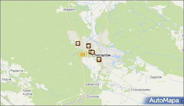 mapa Chocianów, Chocianów na mapie Targeo