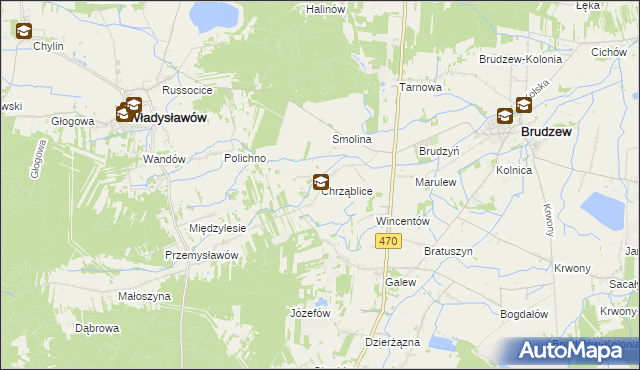 mapa Chrząblice, Chrząblice na mapie Targeo