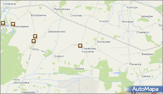 mapa Chwałkowo Kościelne, Chwałkowo Kościelne na mapie Targeo