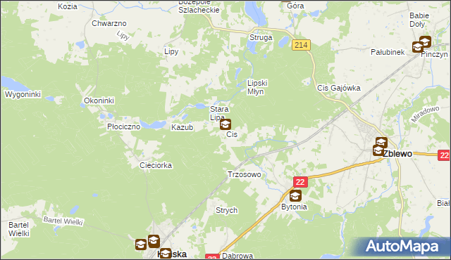 mapa Cis gmina Zblewo, Cis gmina Zblewo na mapie Targeo