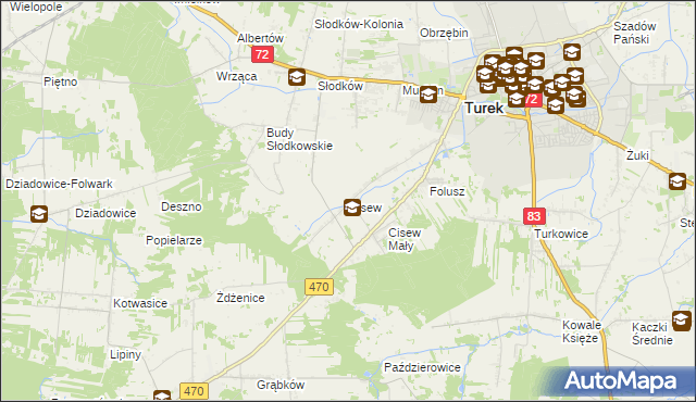 mapa Cisew, Cisew na mapie Targeo