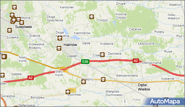 mapa Cisie gmina Halinów, Cisie gmina Halinów na mapie Targeo