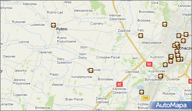 mapa Ćmiszew-Parcel, Ćmiszew-Parcel na mapie Targeo