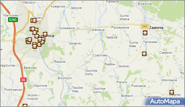 mapa Czachowo gmina Zawonia, Czachowo gmina Zawonia na mapie Targeo