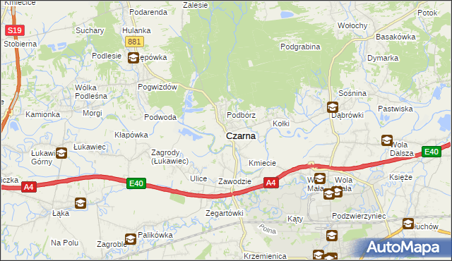 mapa Czarna powiat łańcucki, Czarna powiat łańcucki na mapie Targeo