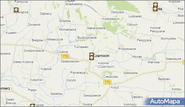 mapa Czarnocin powiat kazimierski, Czarnocin powiat kazimierski na mapie Targeo