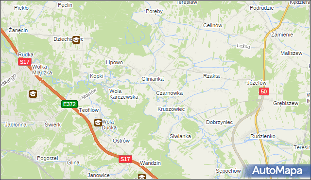 mapa Czarnówka gmina Wiązowna, Czarnówka gmina Wiązowna na mapie Targeo