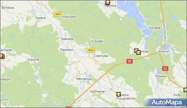 mapa Czarnylas gmina Przygodzice, Czarnylas gmina Przygodzice na mapie Targeo