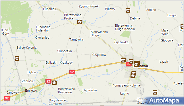 mapa Cząstków gmina Kłodawa, Cząstków gmina Kłodawa na mapie Targeo