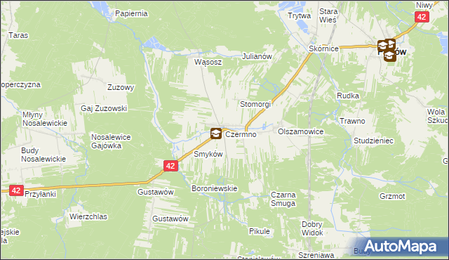 mapa Czermno gmina Fałków, Czermno gmina Fałków na mapie Targeo