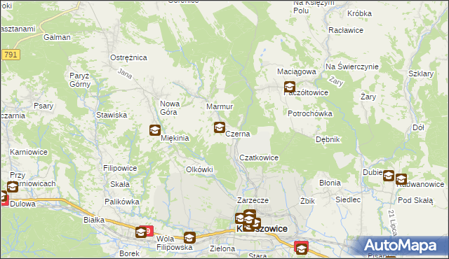 mapa Czerna gmina Krzeszowice, Czerna gmina Krzeszowice na mapie Targeo