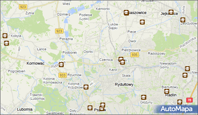 mapa Czernica gmina Gaszowice, Czernica gmina Gaszowice na mapie Targeo