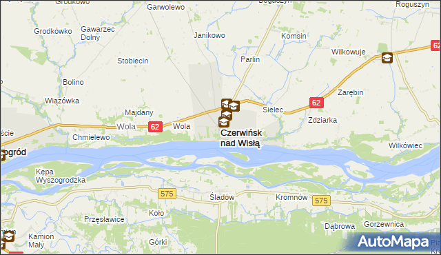 mapa Czerwińsk nad Wisłą, Czerwińsk nad Wisłą na mapie Targeo