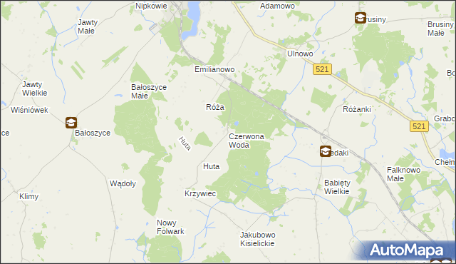 mapa Czerwona Woda gmina Susz, Czerwona Woda gmina Susz na mapie Targeo