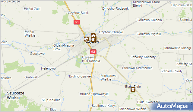 mapa Czyżew-Złote Jabłko, Czyżew-Złote Jabłko na mapie Targeo