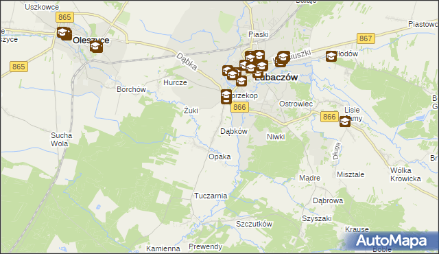 mapa Dąbków, Dąbków na mapie Targeo