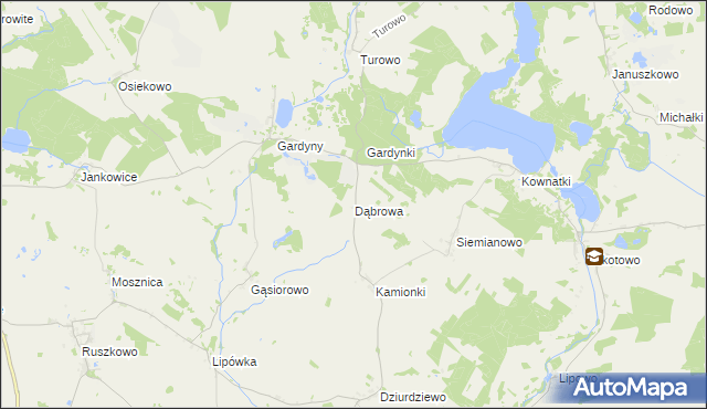 mapa Dąbrowa gmina Dąbrówno, Dąbrowa gmina Dąbrówno na mapie Targeo