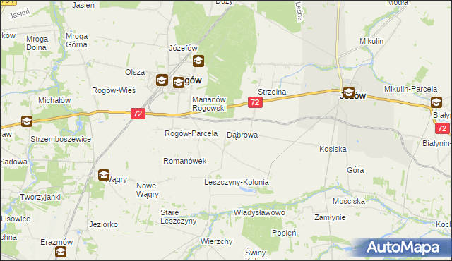 mapa Dąbrowa gmina Jeżów, Dąbrowa gmina Jeżów na mapie Targeo