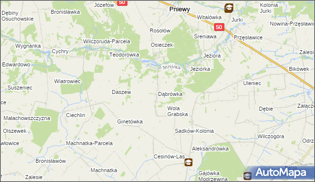 mapa Dąbrówka gmina Pniewy, Dąbrówka gmina Pniewy na mapie Targeo