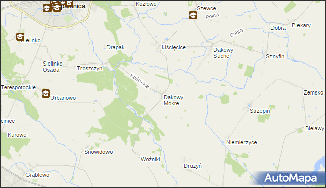mapa Dakowy Mokre, Dakowy Mokre na mapie Targeo