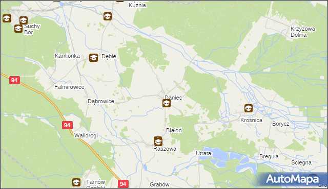 mapa Daniec, Daniec na mapie Targeo