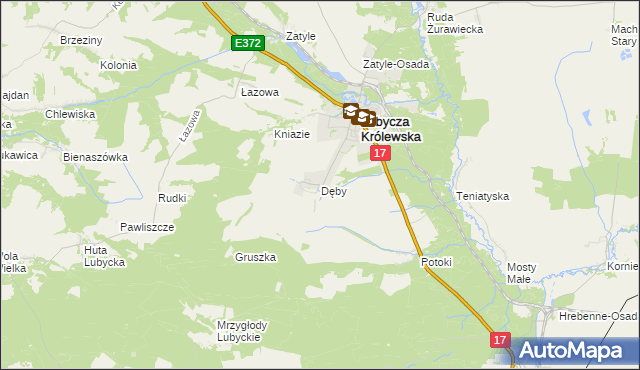 mapa Dęby gmina Lubycza Królewska, Dęby gmina Lubycza Królewska na mapie Targeo
