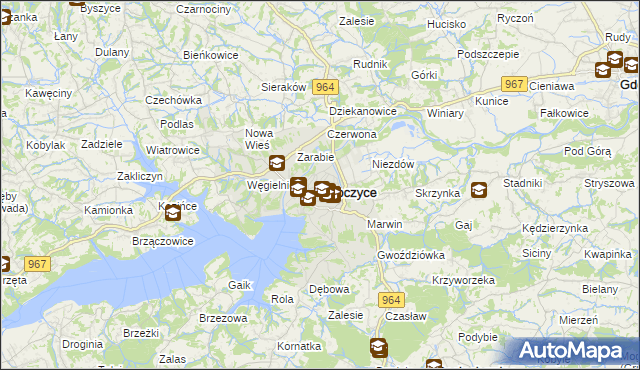 mapa Dobczyce, Dobczyce na mapie Targeo