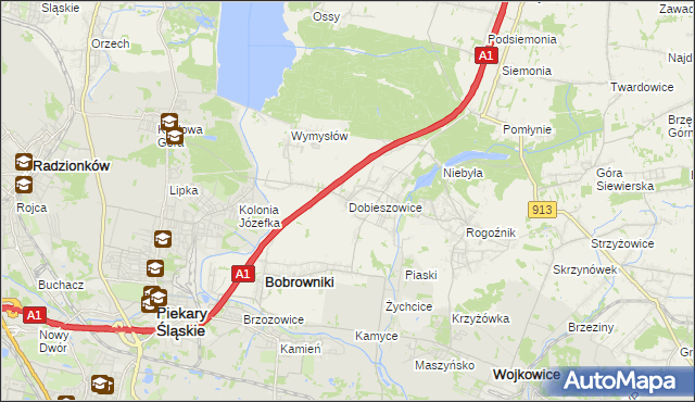 mapa Dobieszowice gmina Bobrowniki, Dobieszowice gmina Bobrowniki na mapie Targeo
