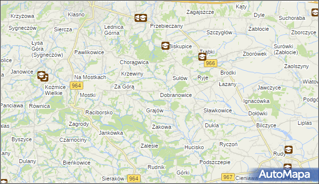mapa Dobranowice gmina Wieliczka, Dobranowice gmina Wieliczka na mapie Targeo