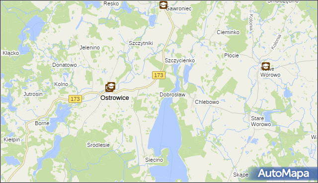 mapa Dobrosław gmina Ostrowice, Dobrosław gmina Ostrowice na mapie Targeo