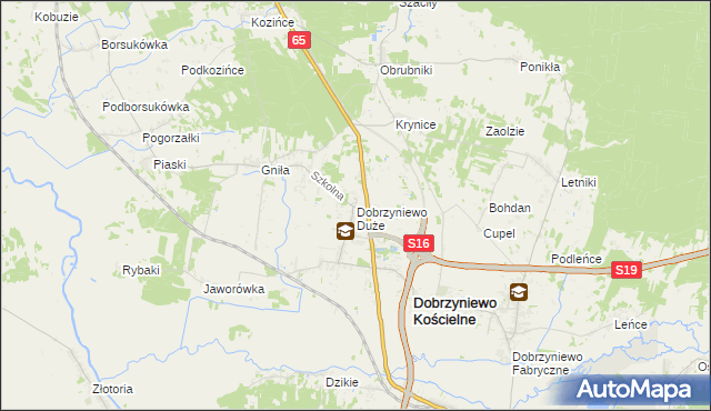 mapa Dobrzyniewo Duże, Dobrzyniewo Duże na mapie Targeo