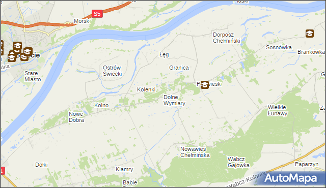 mapa Dolne Wymiary, Dolne Wymiary na mapie Targeo