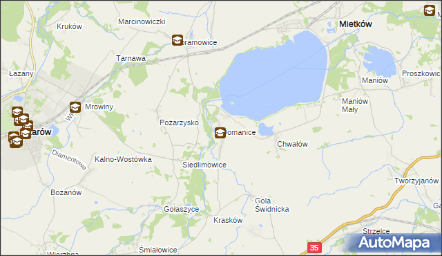 mapa Domanice gmina Mietków, Domanice gmina Mietków na mapie Targeo