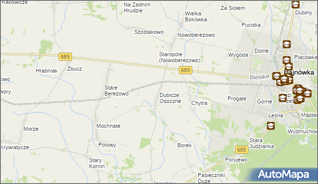 mapa Dubicze Osoczne, Dubicze Osoczne na mapie Targeo