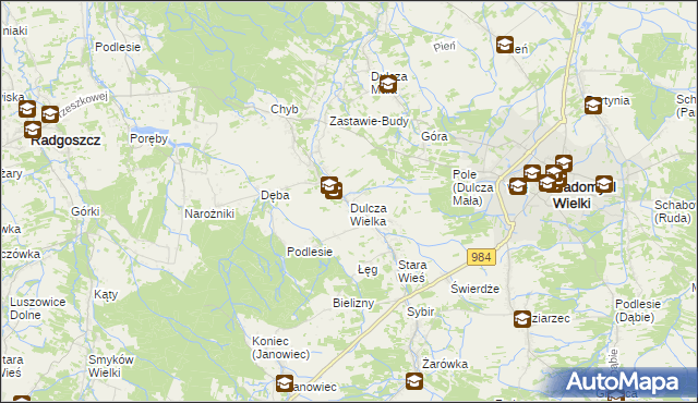 mapa Dulcza Wielka, Dulcza Wielka na mapie Targeo