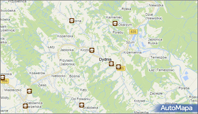 mapa Dydnia, Dydnia na mapie Targeo