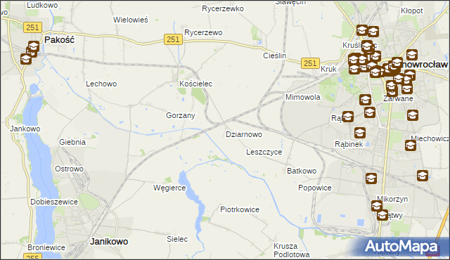 mapa Dziarnowo gmina Pakość, Dziarnowo gmina Pakość na mapie Targeo