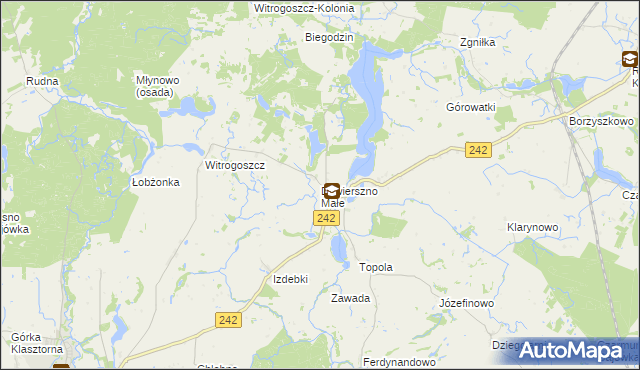 mapa Dźwierszno Małe, Dźwierszno Małe na mapie Targeo