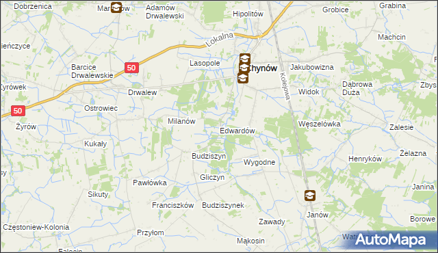 mapa Edwardów gmina Chynów, Edwardów gmina Chynów na mapie Targeo