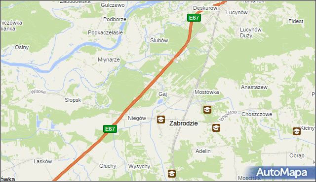 mapa Gaj gmina Zabrodzie, Gaj gmina Zabrodzie na mapie Targeo