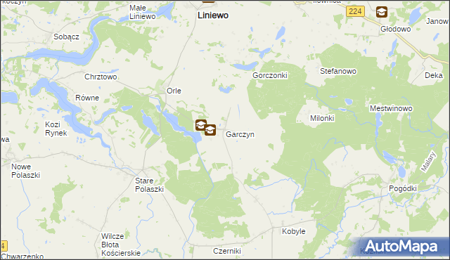 mapa Garczyn gmina Liniewo, Garczyn gmina Liniewo na mapie Targeo