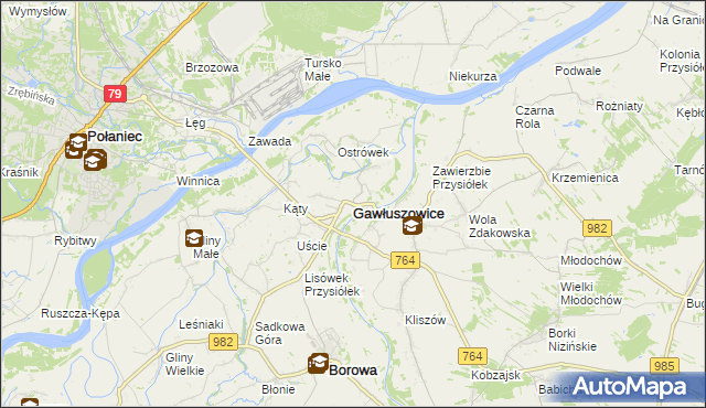 mapa Gawłuszowice, Gawłuszowice na mapie Targeo