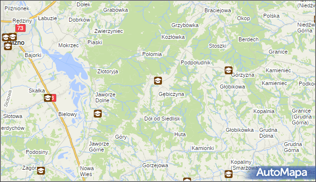 mapa Gębiczyna, Gębiczyna na mapie Targeo