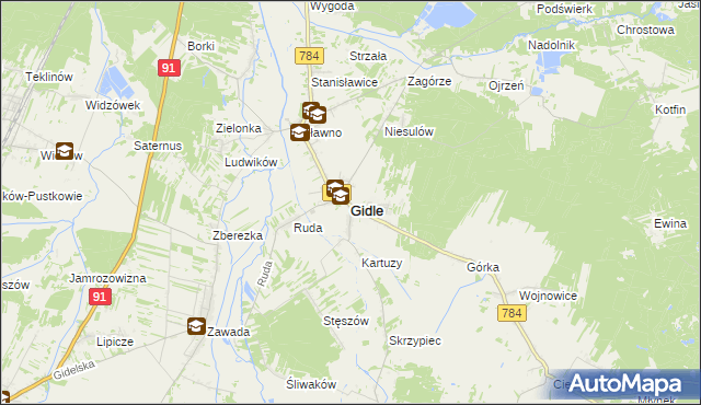 mapa Gidle, Gidle na mapie Targeo