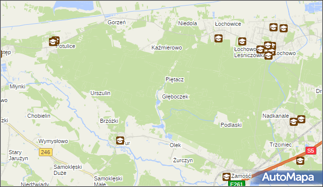 mapa Głęboczek gmina Szubin, Głęboczek gmina Szubin na mapie Targeo