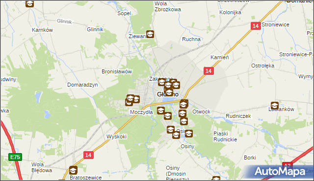 mapa Głowno, Głowno na mapie Targeo