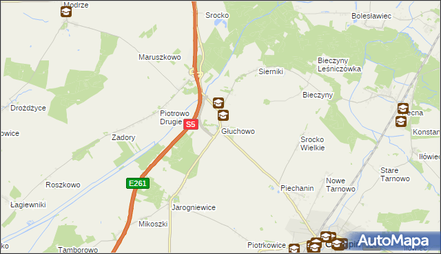 mapa Głuchowo gmina Czempiń, Głuchowo gmina Czempiń na mapie Targeo