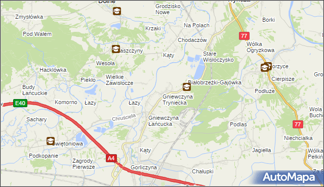 mapa Gniewczyna Tryniecka, Gniewczyna Tryniecka na mapie Targeo