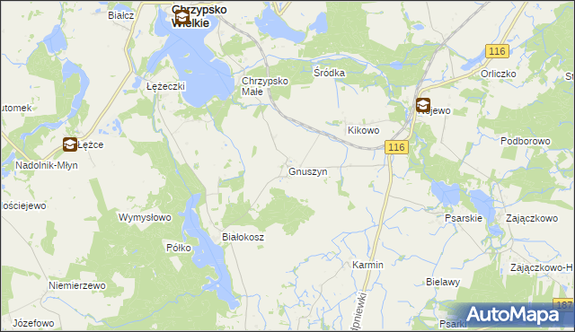 mapa Gnuszyn, Gnuszyn na mapie Targeo